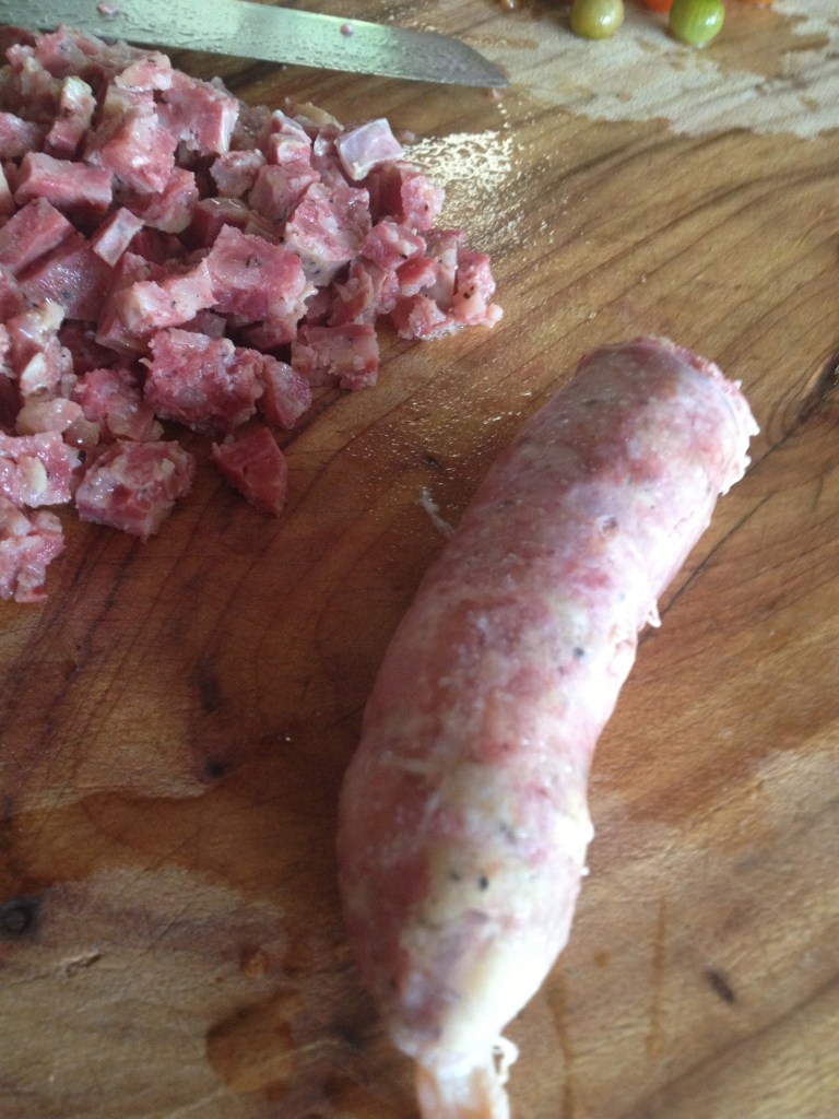 the shlong-like poached cotechino. And some chopped shlong too...