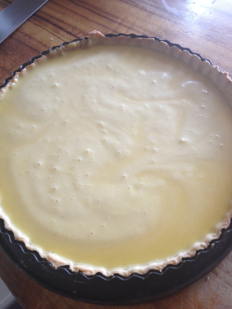 Pour the mix into the pre-baked pastry case