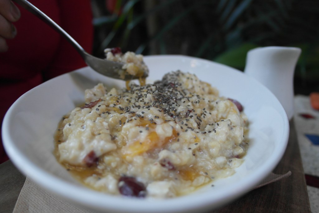 Porridge with apricots, cranberry, chia seed, barley and honey $13.50