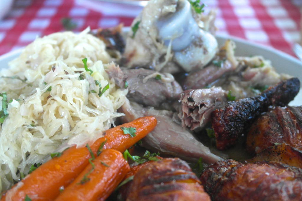 There's the sauerkraut on the left. Damn I love that shit