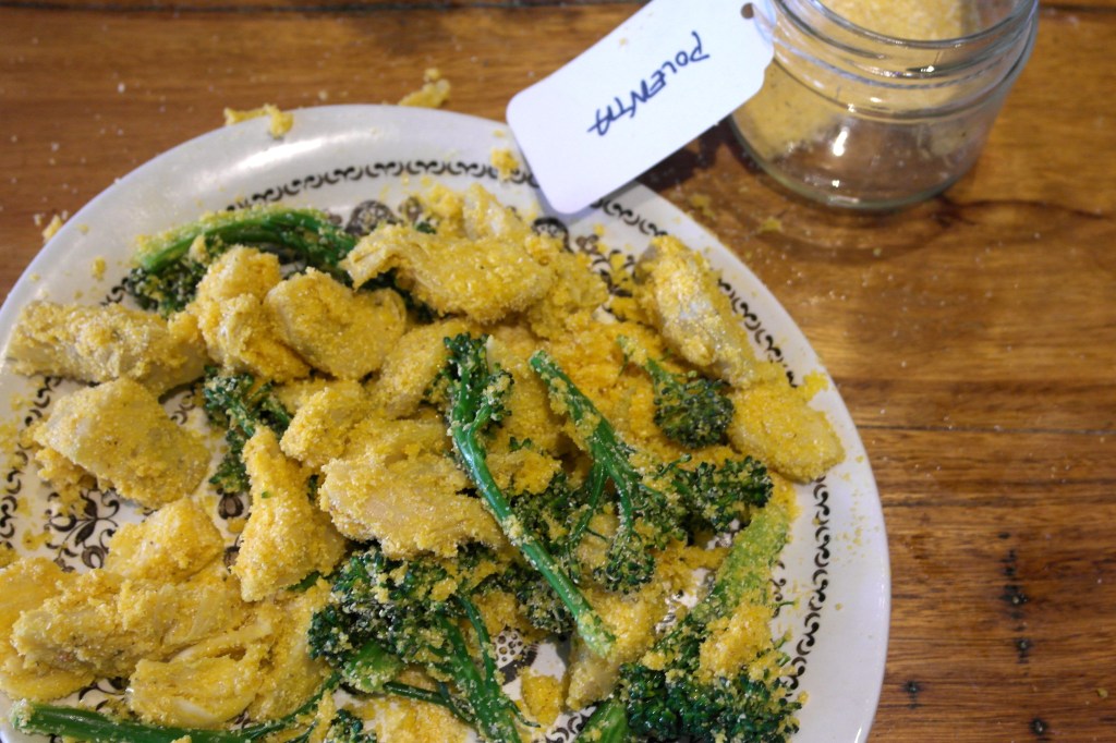 All crumbed up and ready to go. As you can probably see, the crumbing does not need to be perfect