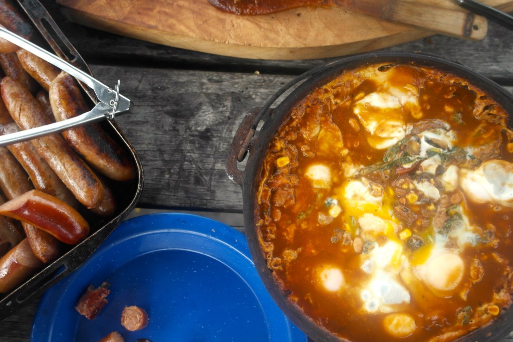 Eggs baked on top of a spiced vegetable and bean stew looks damn good eh?