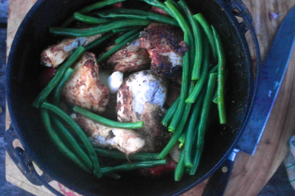 …and finished with a few green beans