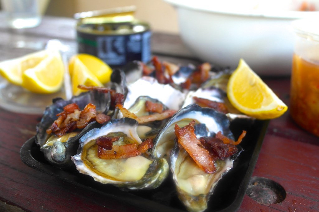 Kick-ass oysters with kick-ass bacon