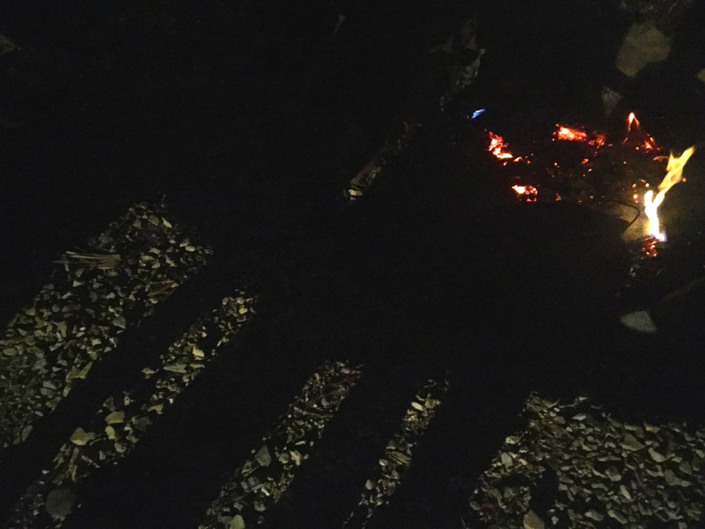Night time fire shadows