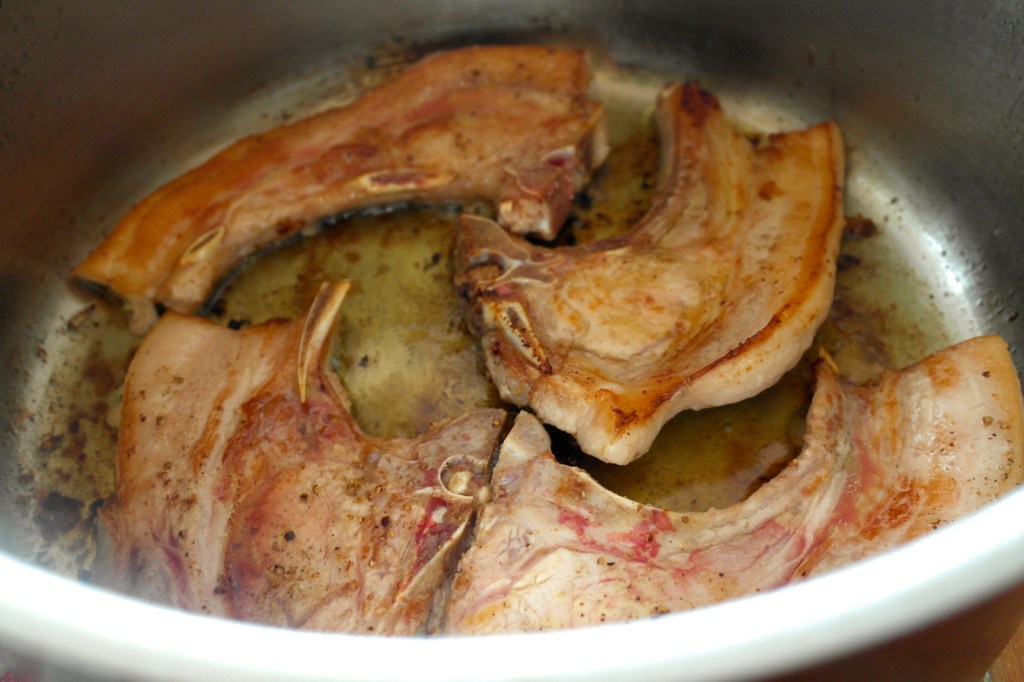 Those sexy assed pork chops after a little time in the pan