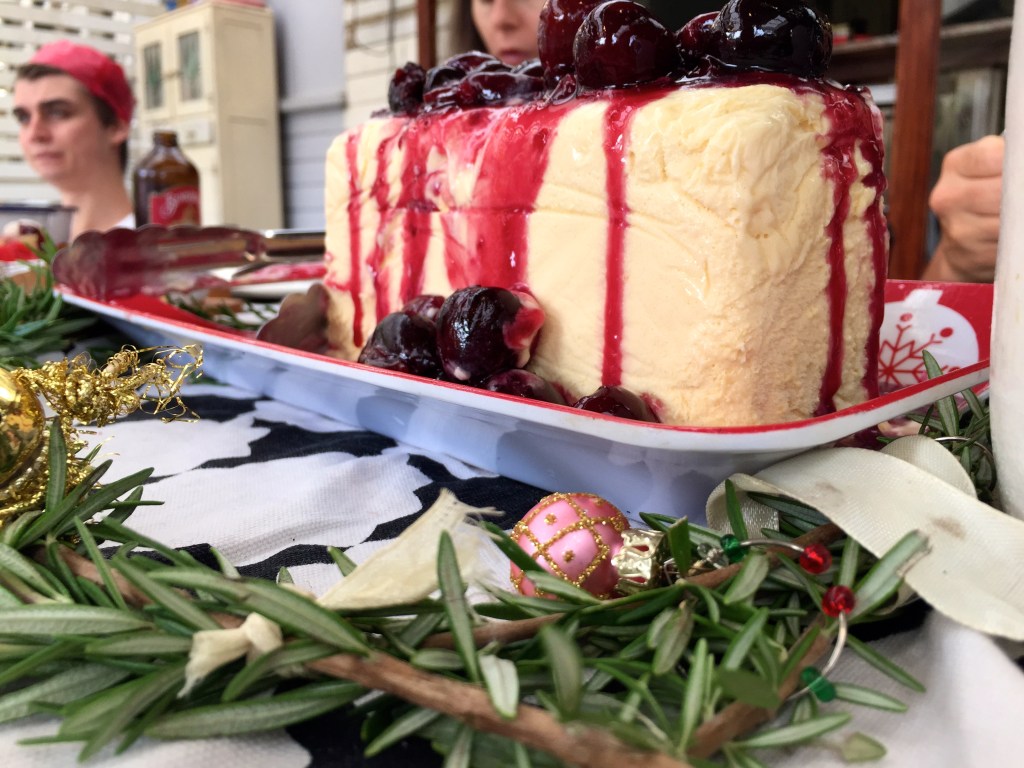 Vanilla semifreddo with cherry compote - just damn well delicious