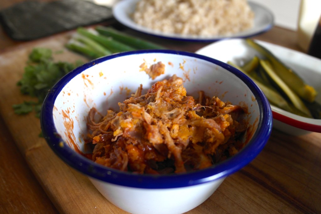 Mmmm, pulled pork. This was really good and I will probably sort out a recipe for it really soon