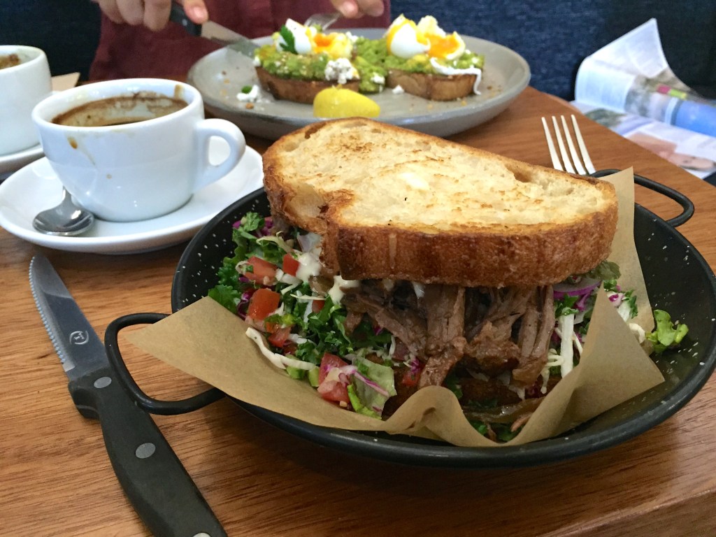 A damn tasty pulled beef sandwich and cracking coffee at Griffith Street Larder