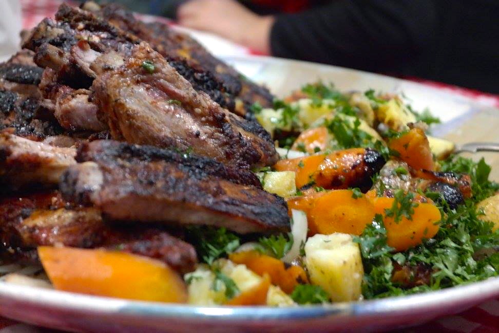 Pork ribs and coal roasted vegetables are good times