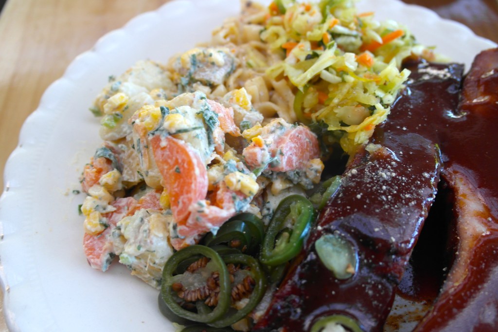 potato salad, bbq sauce, barbecue, low and slow