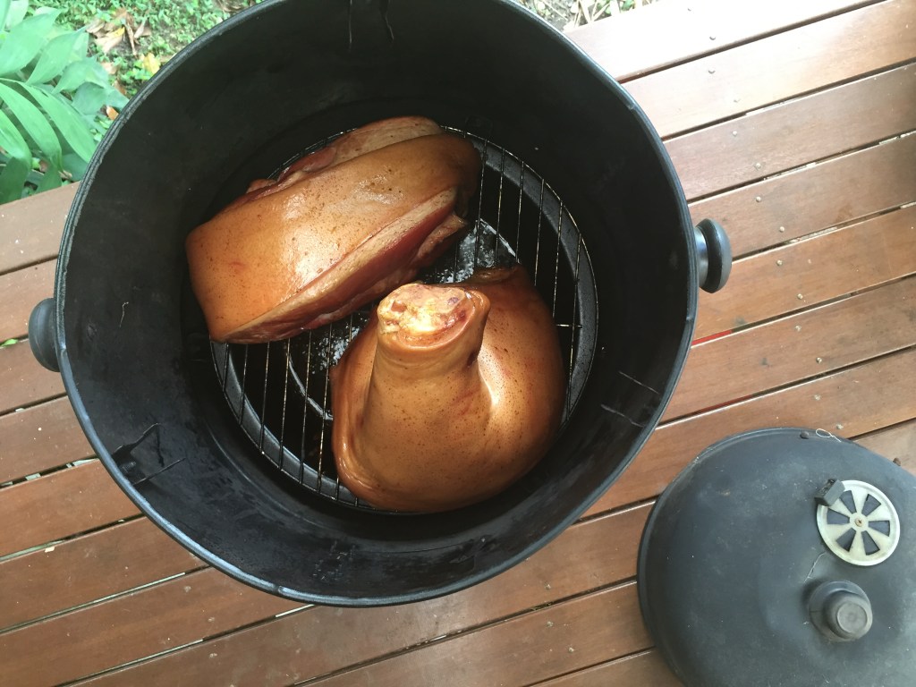 The smoking of the ham