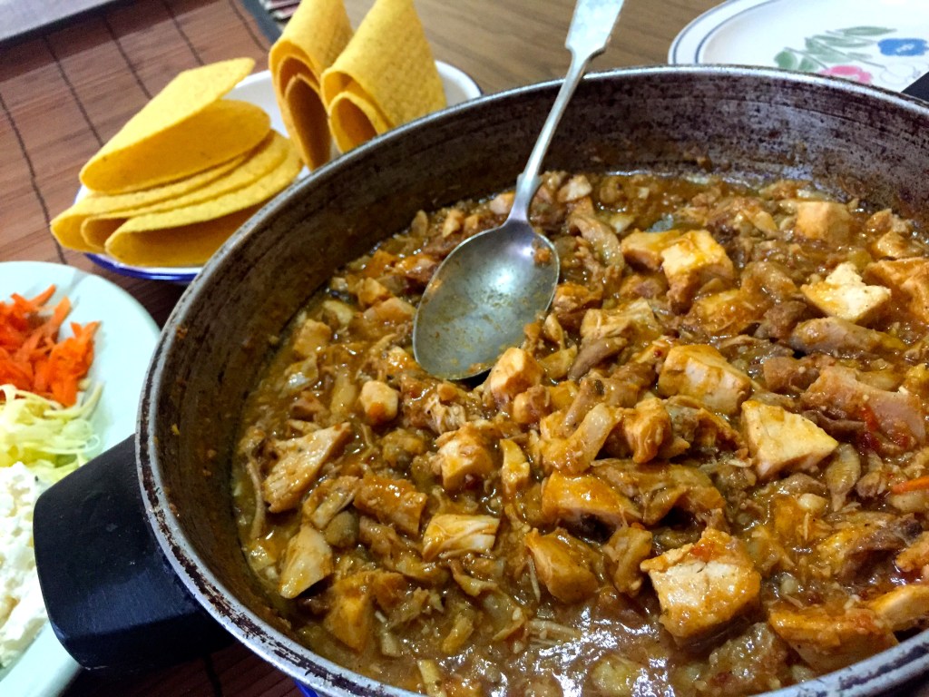 Put it on the table with some crisp taco shells and a few other bits and pieces. That's all still pretty easy