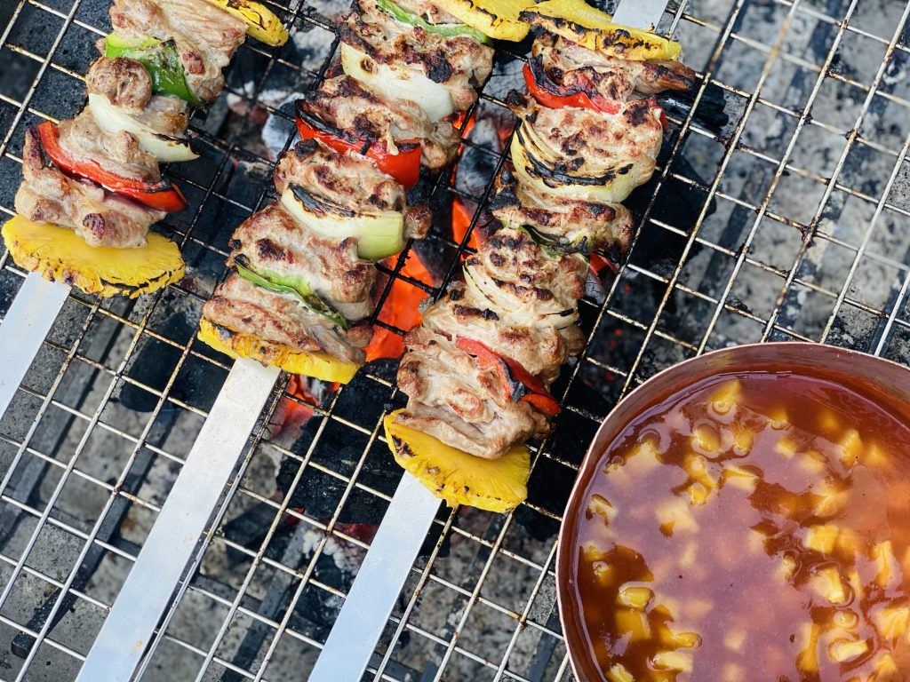 Grilled sweet and sour pork&nbsp;skewers