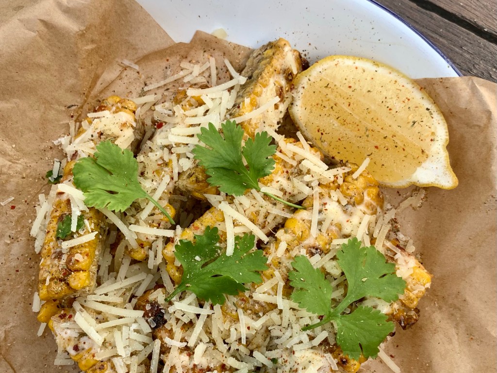 Grilled corn ribs with herb salt and&nbsp;pecorino